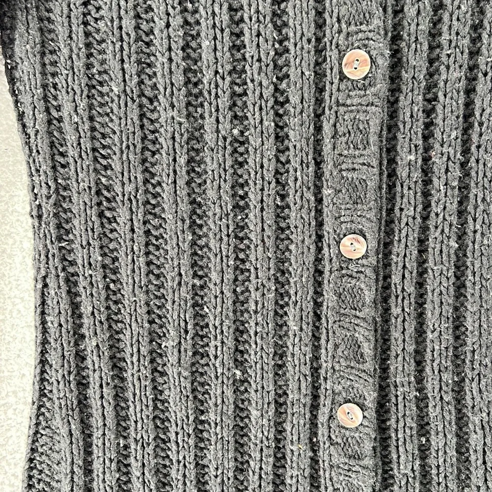 Free People‎ Button Down Cardigan Sweater Womens Medium Black Soft Stretch Fall - Picture 11 of 12